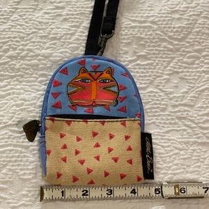 Colorful Cat Laurel Burch wristlet with attached mirror